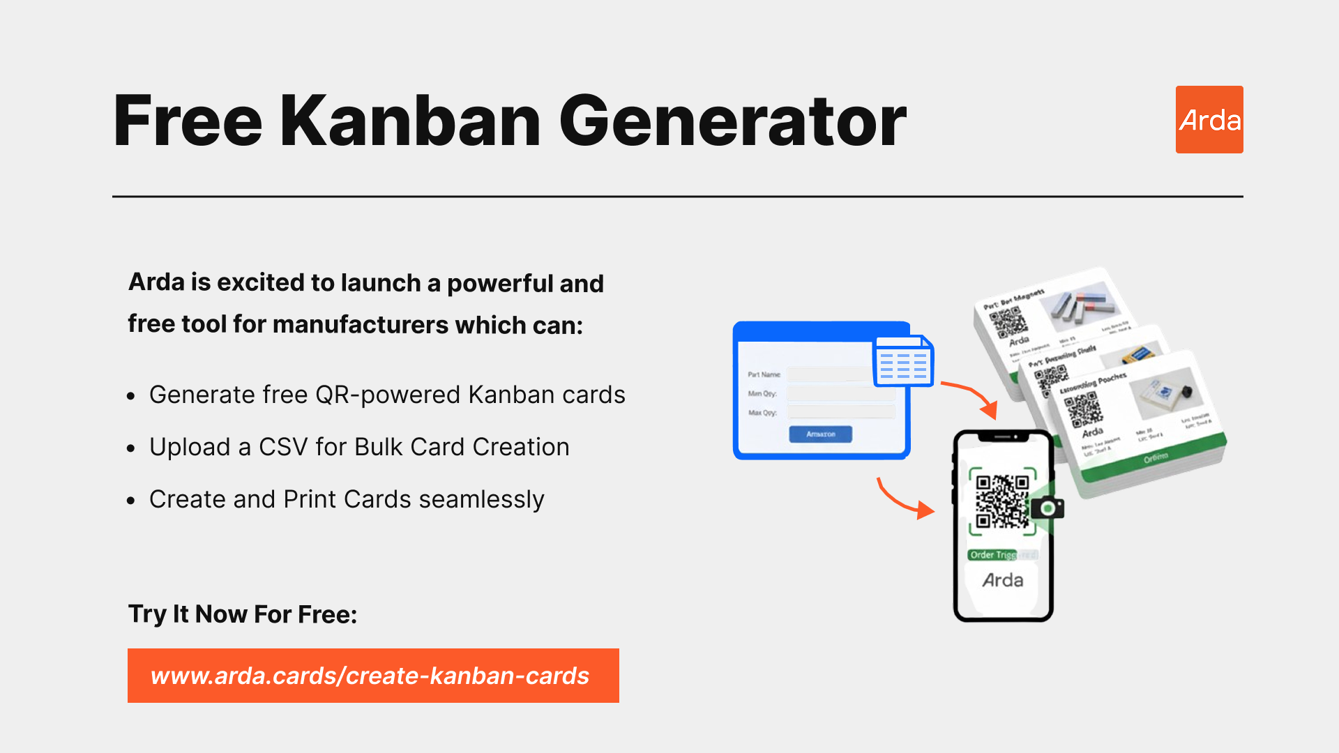 Arda Launches Free Kanban Card Generator For Manufacturers