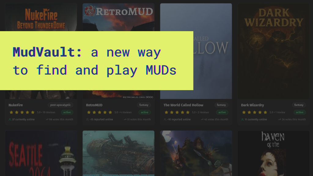 Writing Games announces Writing Games features MudVault, a new platform for discovering and supporting text-based games