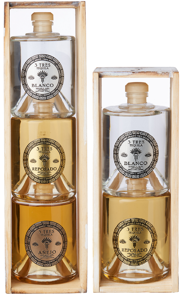3 Tres Tequila Limited Edition Stackable Tequila Bottles