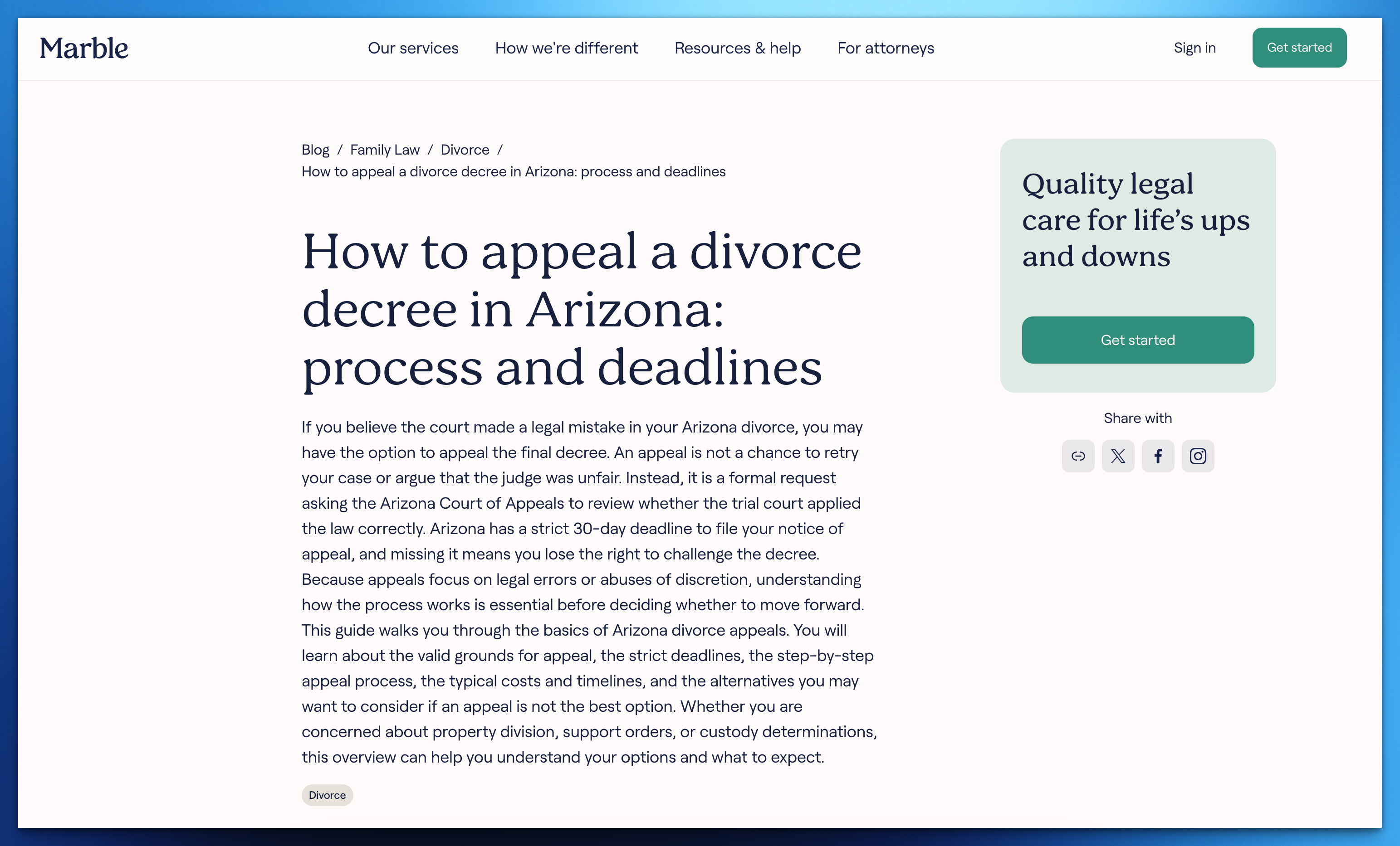 Marble Law Releases Critical Guide on How to Appeal a Divorce Decree in Arizona
