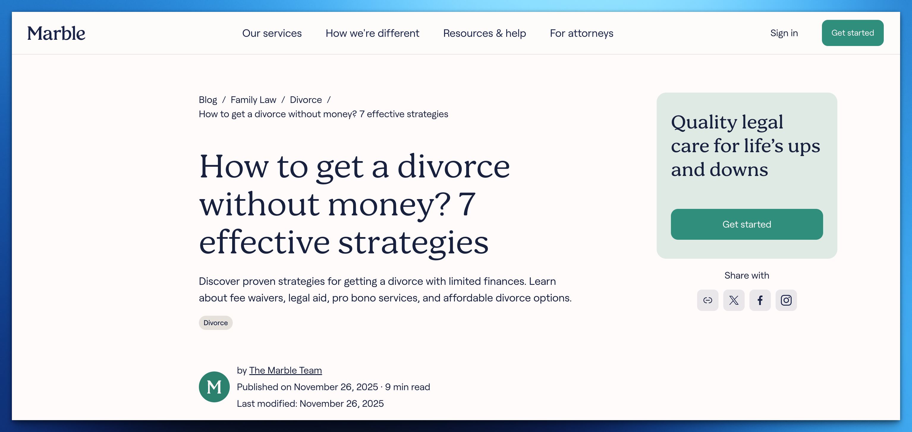 Marble Law Addresses Critical Barrier to Justice with New Guide on How to Get a Divorce Without Money