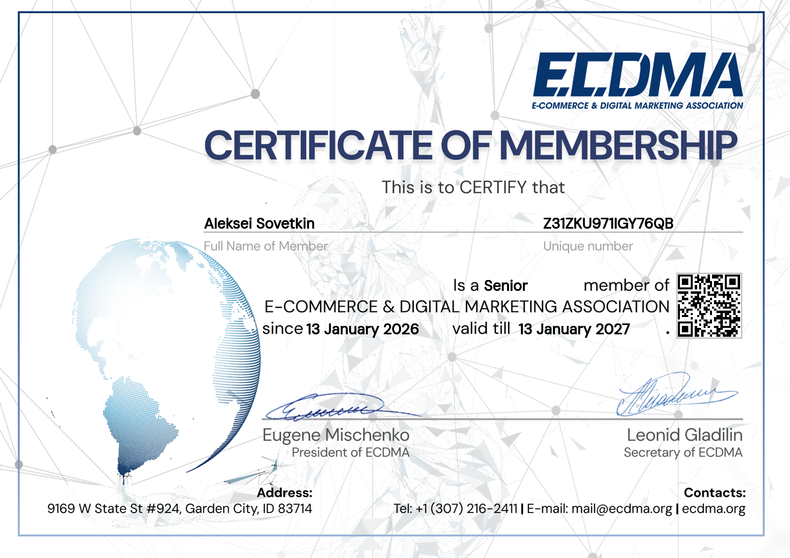 E-Commerce & Digital Marketing Association Welcomes Aleksei Sovetkin as Senior Member Following Rigorous Evaluation of Outstanding Achievements in Advertising and Marketing