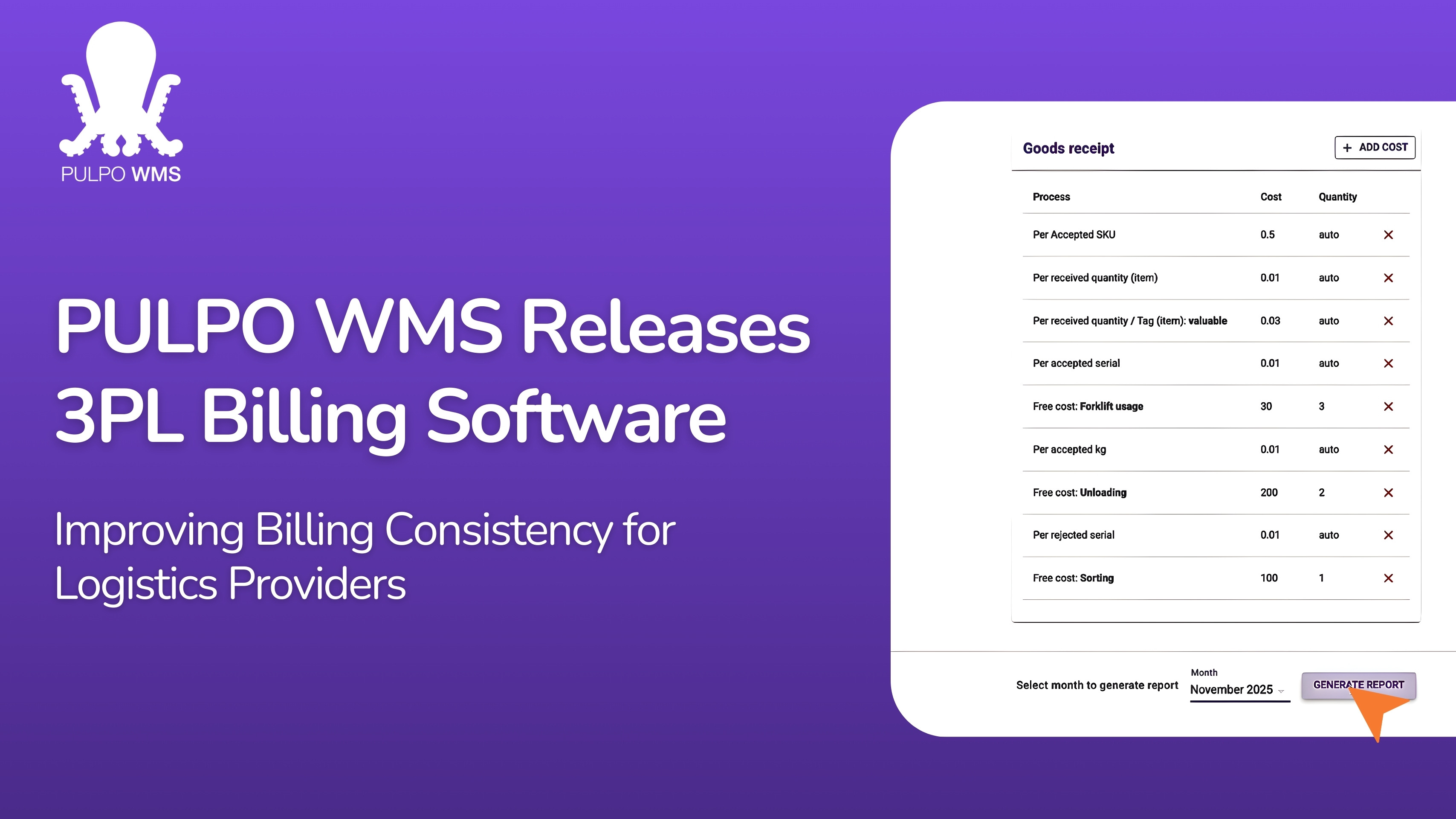 PULPO WMS Releases 3PL Billing Software to Improve Billing Consistency for Logistics Providers