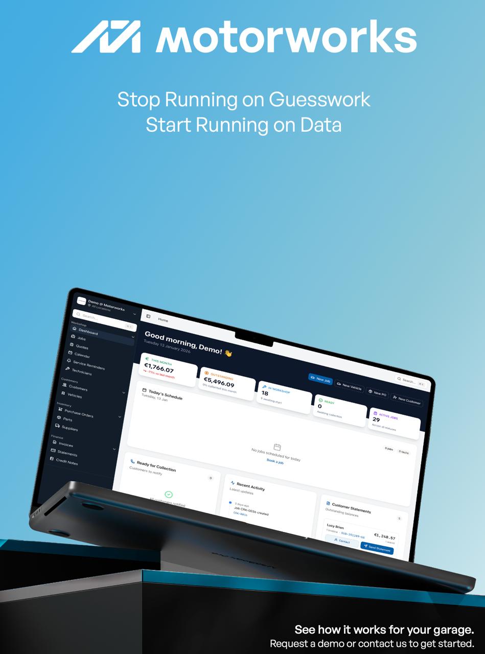 Motorworks Garage Management Software announces New Garage Management Software Replaces Five Tools Irish Workshops Use to Run Their Business