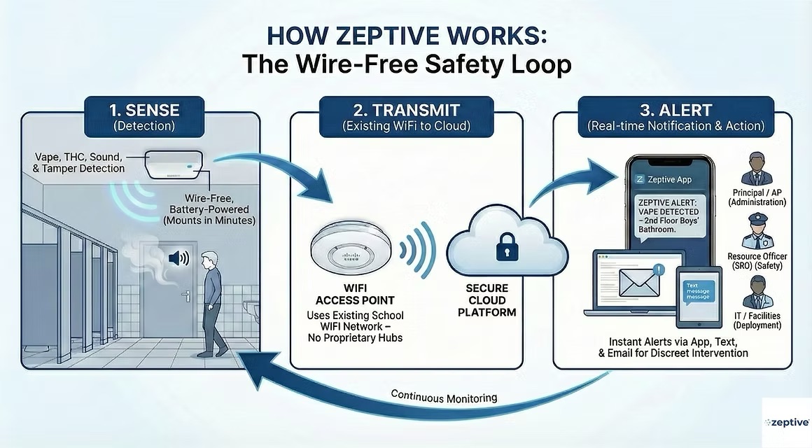 Zeptive Software Update Boosts Vape Detection Performance and Adds New Features. Free Update for all Customers with Zeptive’s Custom Communications Module