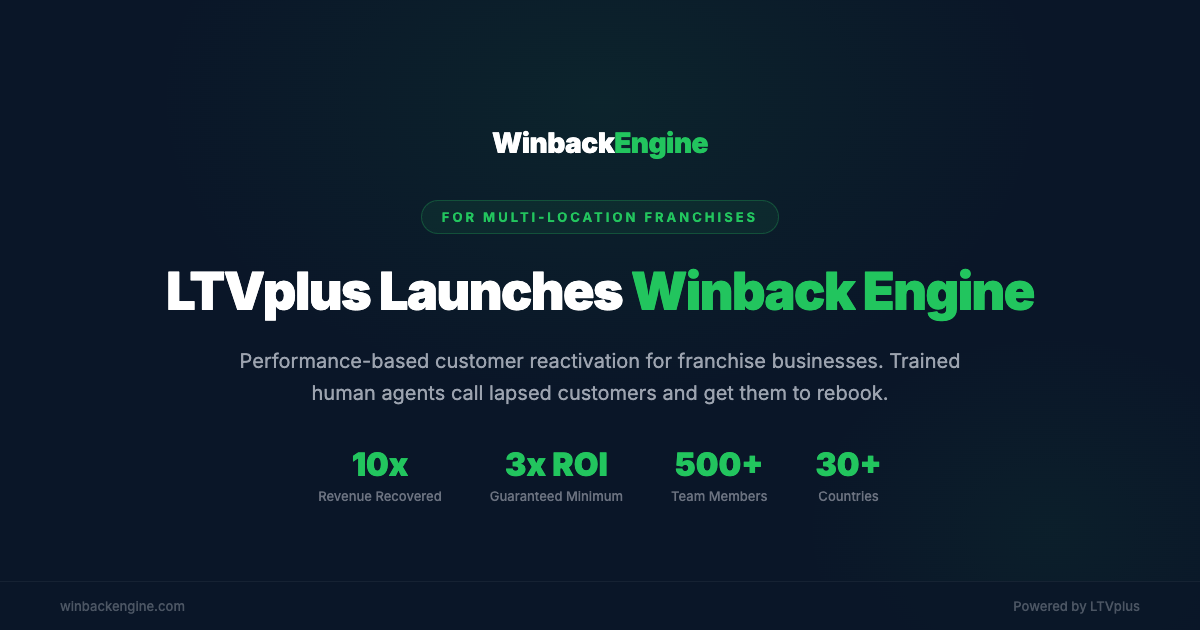 LTVplus Launches WinbackEngine: A Performance-Based Customer Reactivation Service for Multi-Location Franchises
