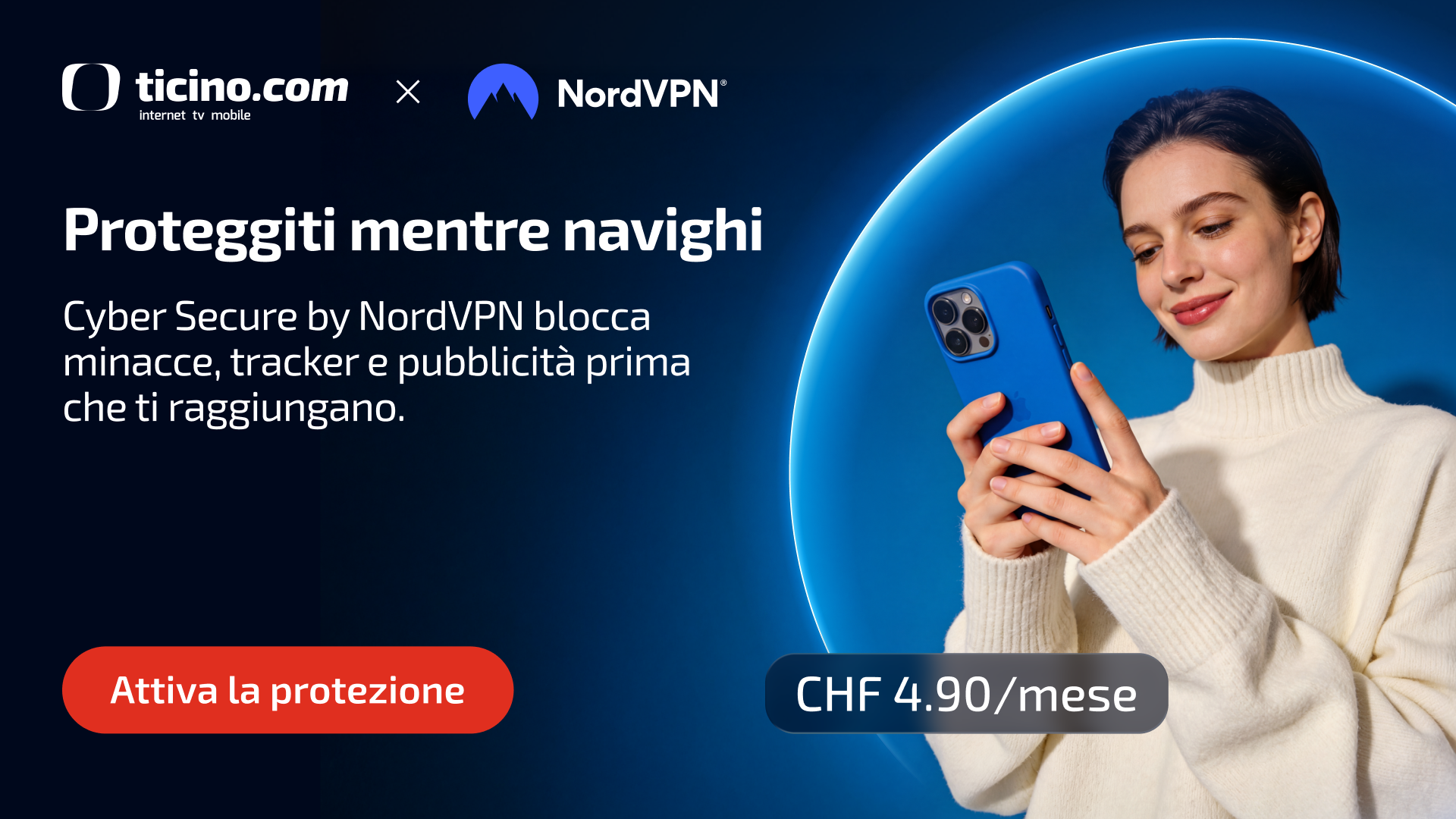 Ticinocom SA announces Ticinocom SA annuncia una partnership con NordVPN per offrire Cyber Secure ai clienti svizzeri