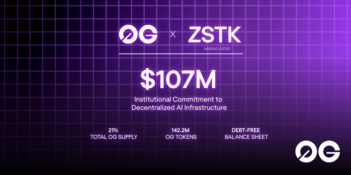Nasdaq-Listed ZeroStack Corp. Makes $107 Million Institutional Commitment To Increase Strategic Position in 0G Token Ecosystem