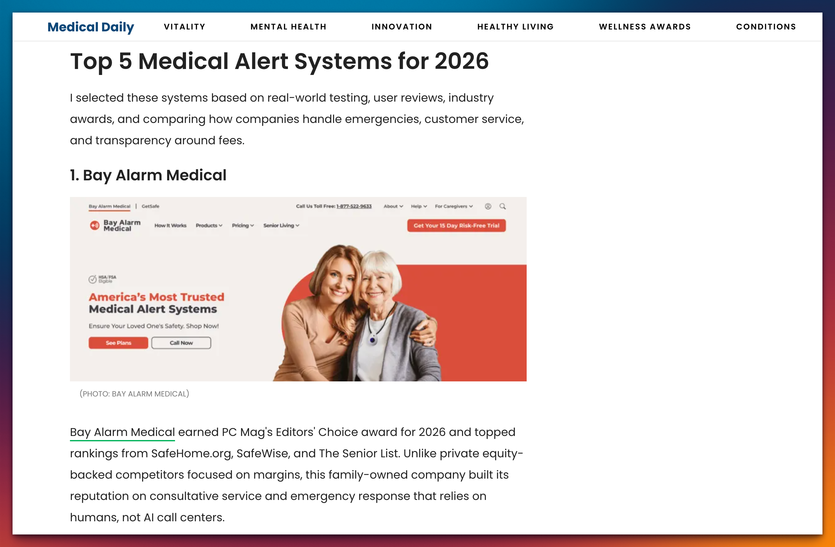 Best Medical Alert Systems 2026: Bay Alarm Medical Awarded Best Medical Alert System