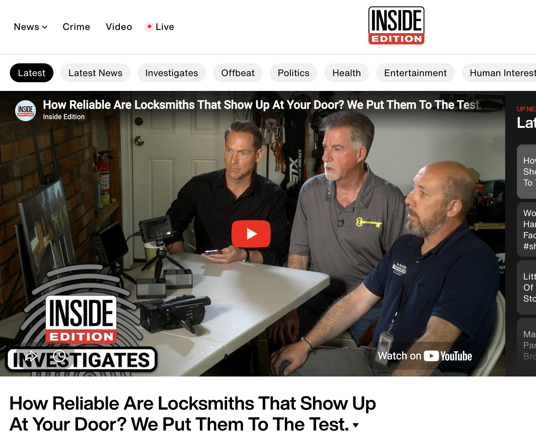 Top Security Locksmiths Helps Inside Edition Expose Locksmith Scams Operating Across New Jersey Top Security Locksmiths Helps Inside Edition Expose Locksmith Scams Operating Across New Jersey