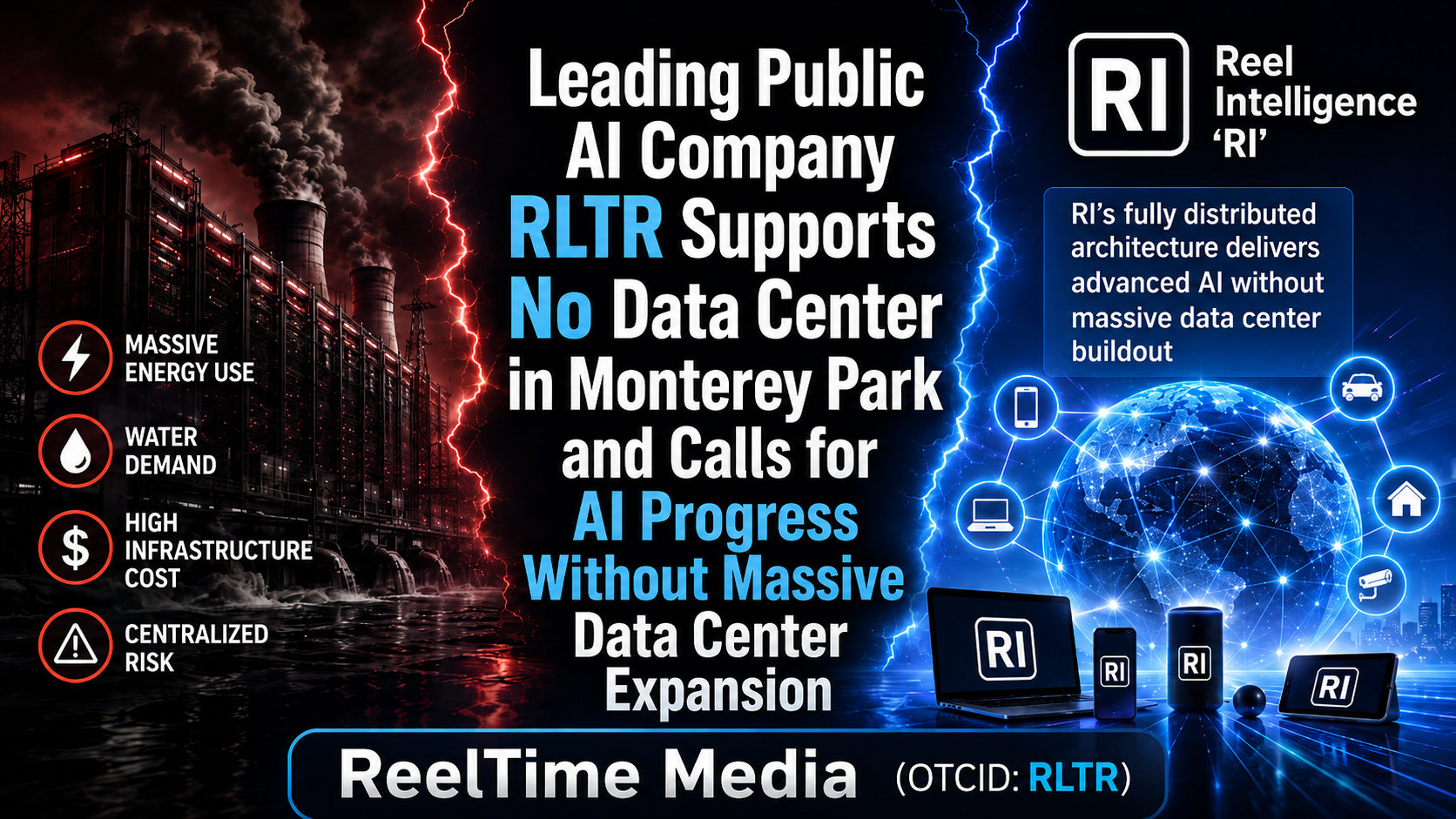Leading Public AI Company RLTR Supports No Data Center in Monterey Park and Calls for AI Progress Without Massive Data Center Expansion 