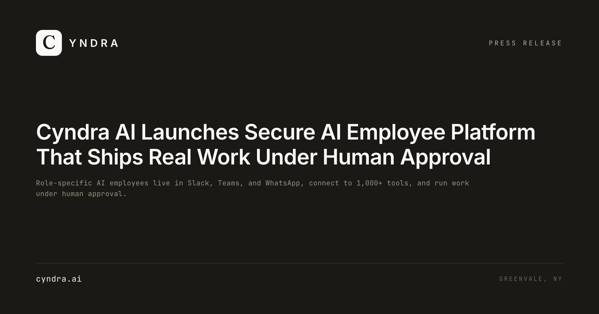 Cyndra AI Launches Platform for Businesses to Deploy AI Employees Across Real Operations