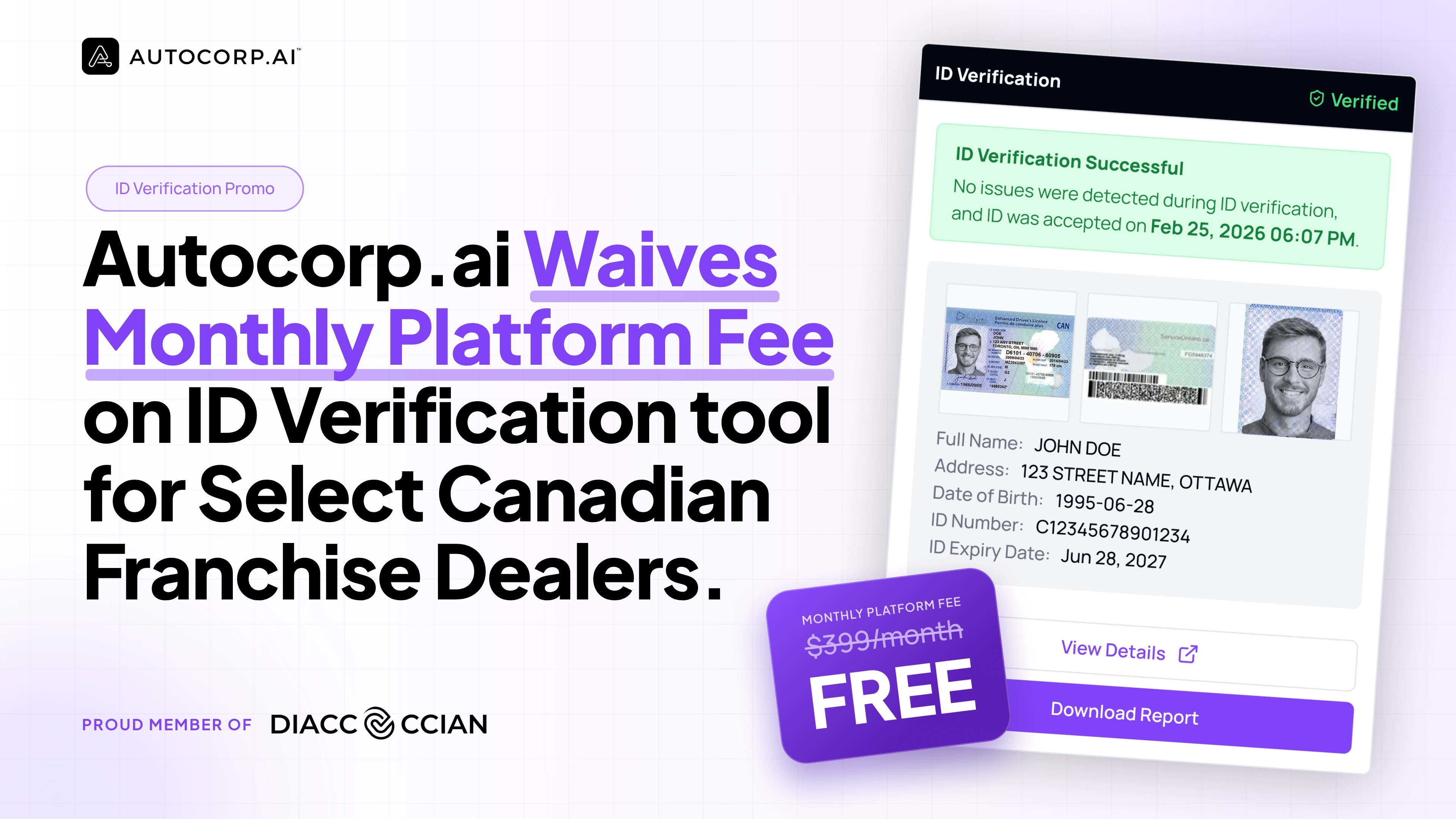 Autocorp.ai Waives Platform Fees for Select Canadian Franchise Dealers – Bank-Grade ID Verification at Zero Monthly Cost