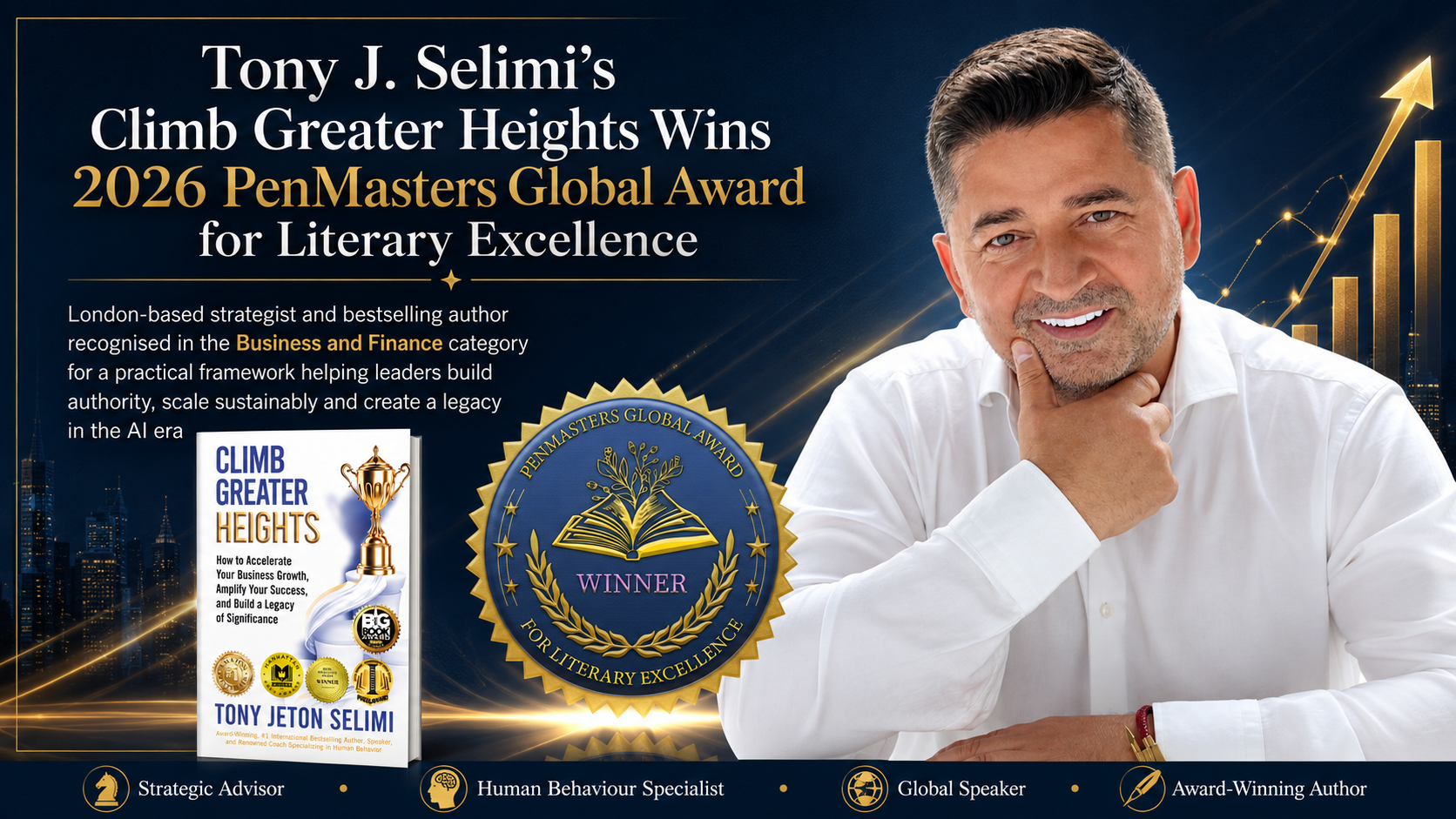 TJS Cognition Ltd Celebrates Tony J. Selimi’s Literary Excellence with PenMasters Global Award