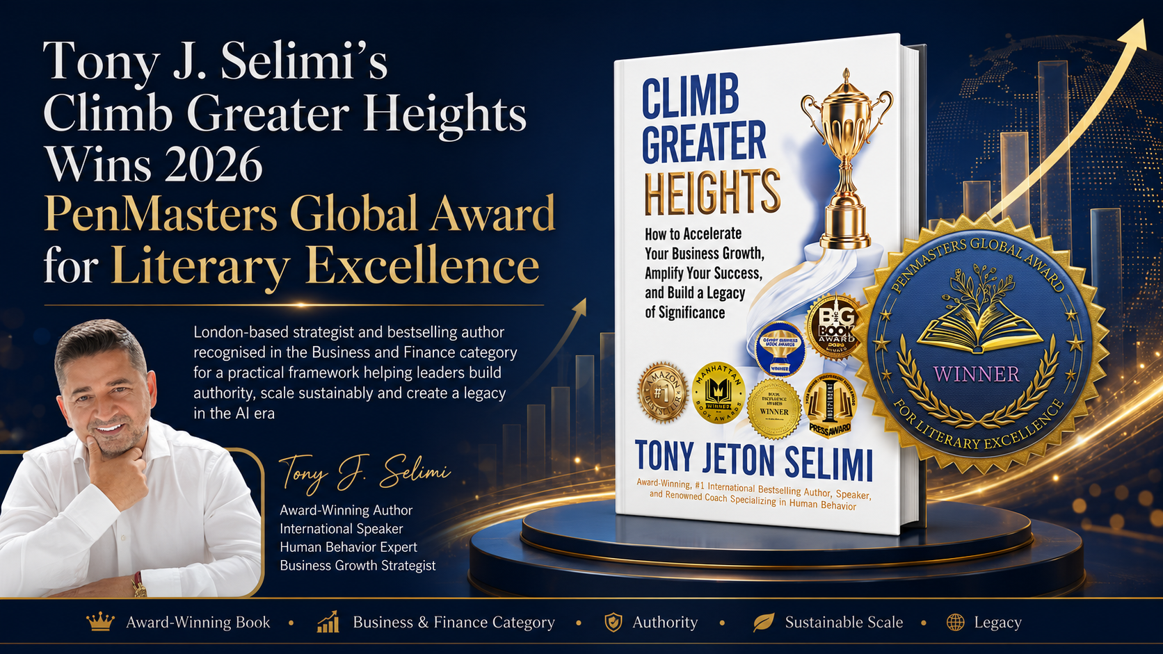 TJS Cognition Ltd Celebrates Tony J. Selimi's Literary Excellence with PenMasters Global Award