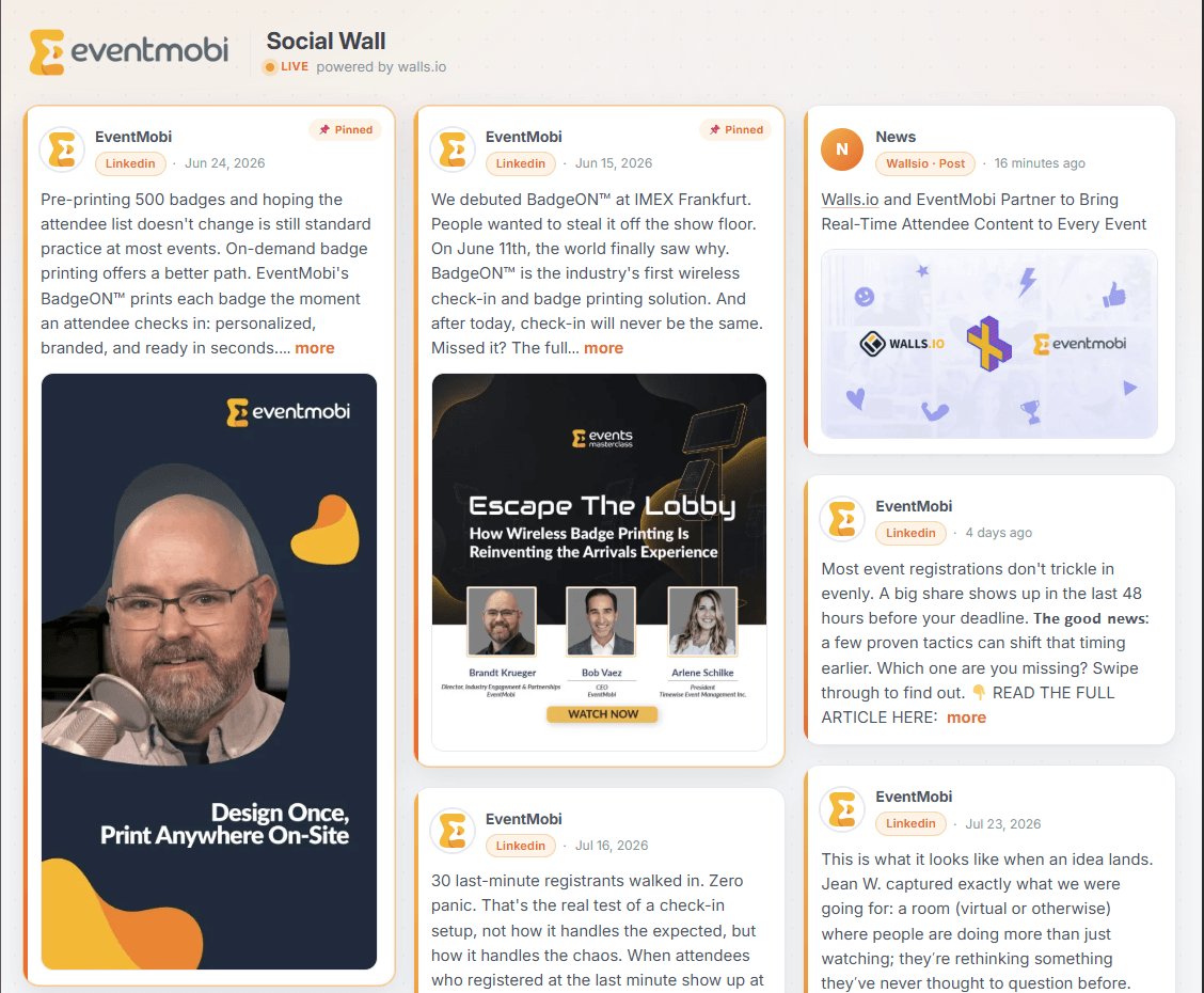 Walls.io and EventMobi Partner to Bring Real-Time Attendee Content to Every Event