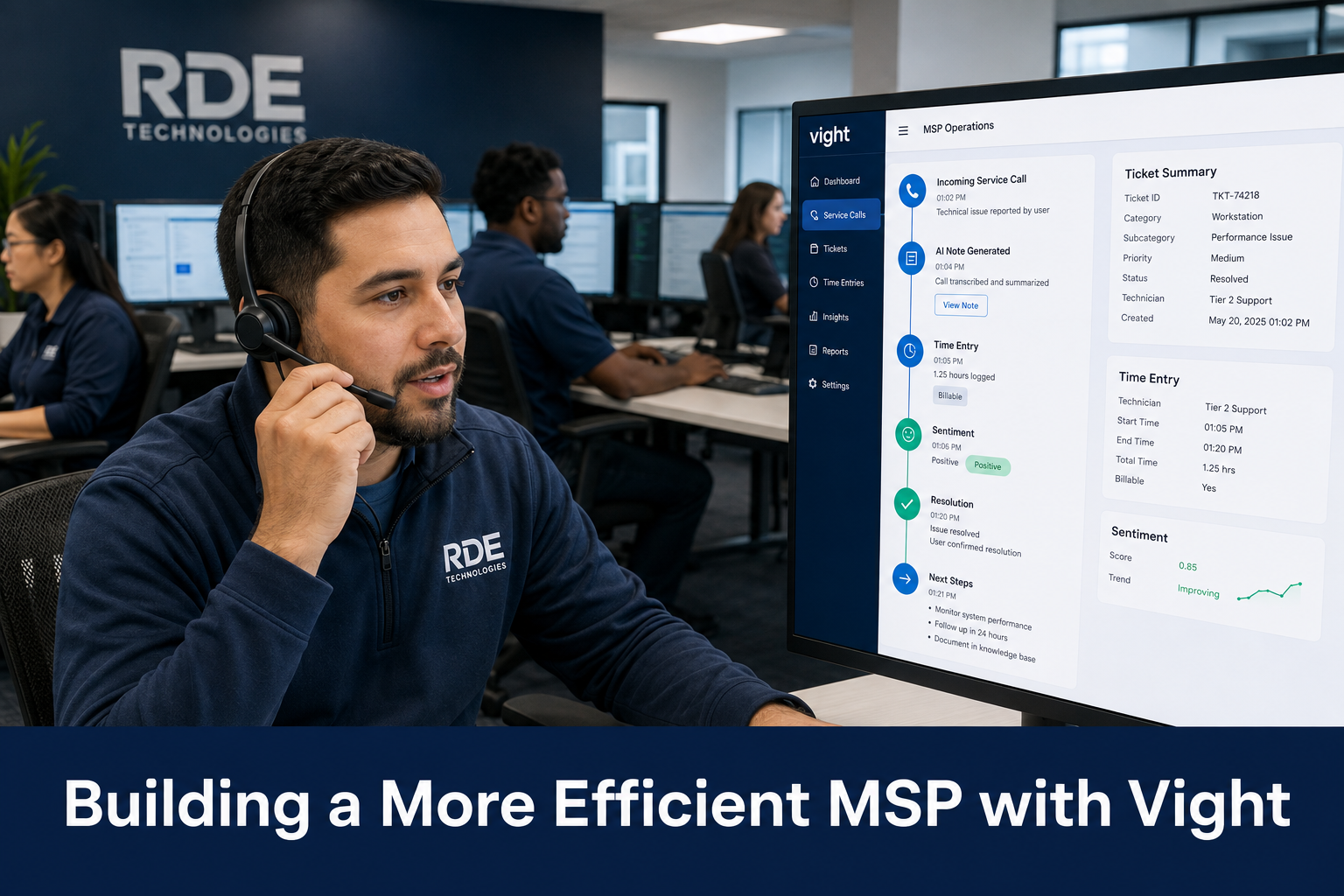 RDE Technologies Adopts Vight to Turn Service Calls Into Ticket Notes, Time Entries, and Coaching Data